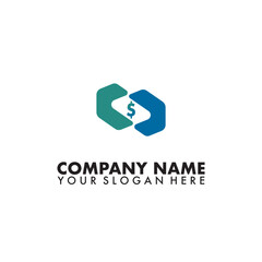 Simple minimalist logo of a person's hand giving money with an abstract symbol
