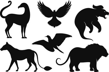 Animal Silhouettes for Logo and Design. Wildlife Silhouette Collection for Art and Branding. Minimal Animal Silhouettes for Creative Projects. Black Animal Silhouettes for Professional Use