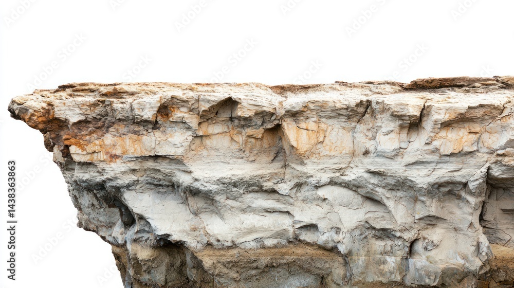 Poster coastal cliffs with sharp edges and salt erosion on white background