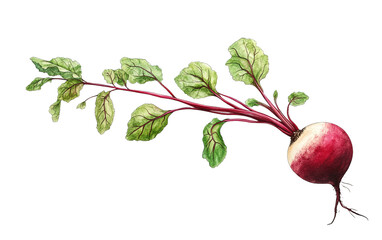 Beet root with leaves on transparent or white background,png