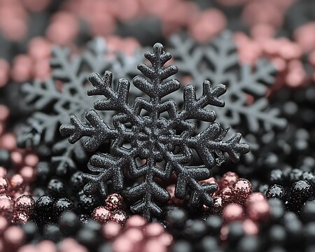 Black snowflake on black and rose gold beads - Powered by Adobe