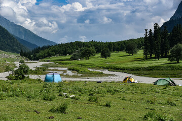 camping in the mountains