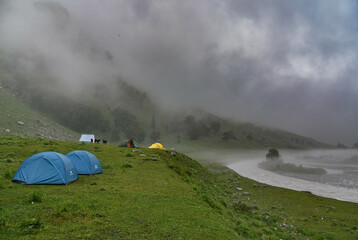 camping in the mountains