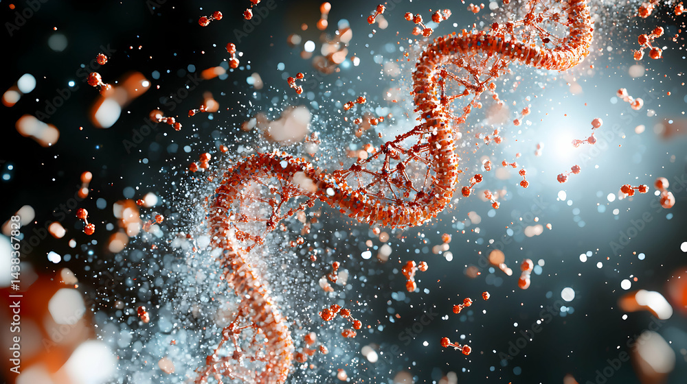 Poster a striking image of dna strands highlighting genetic coding. use this image for educational material