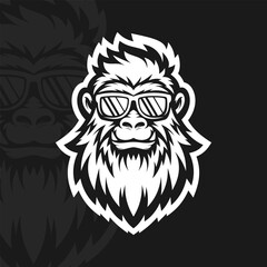 Yeti with eyeglasses, illustration mascot design esport