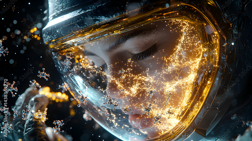 Aufkleber futuristic astronaut with glowing energy. suggests digital transformation space exploration or advan