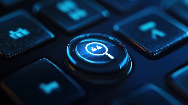 Online talent search, glowing keyboard button