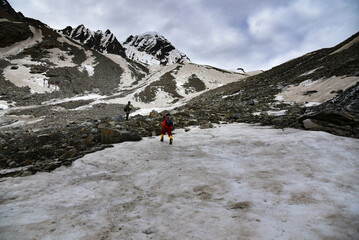hiking in the mountains