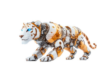 Mechanical tiger isolated on transparent background