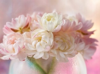 Generative AI beautiful delicate garden flowers in a vase congratulations on Mother s Day birthday spring summer desktop. beautiful delicate garden flowers in a vase congratulations on Mother s Day bi