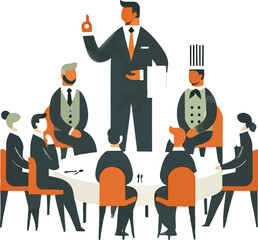 Customer relations in a restaurant a restaurant manager is training staff on excellent customer service.