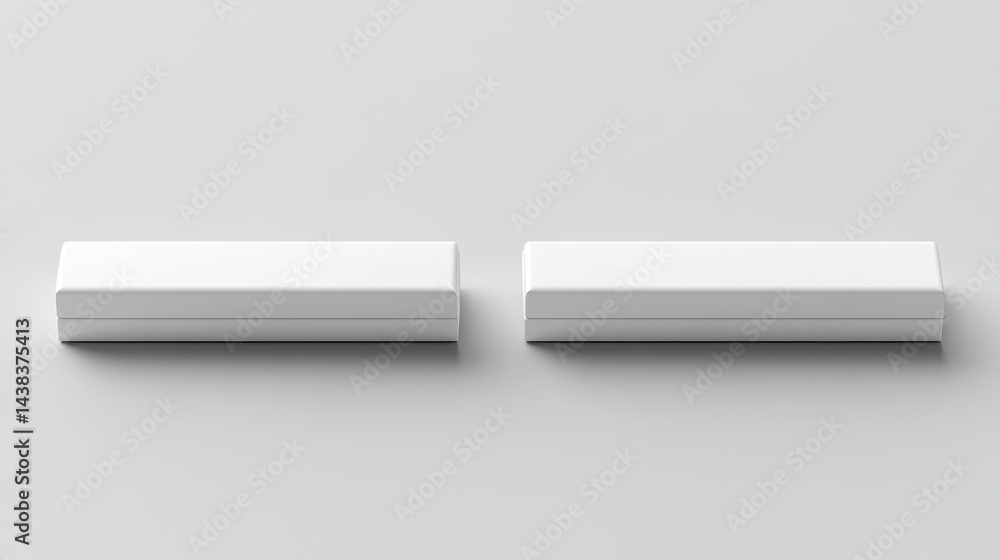 Aufkleber two rectangular white boxes positioned horizontally on a light gray background.
