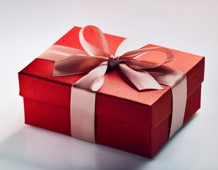 Obraz premium delivery red gift box with ribbon