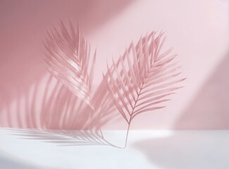 Generative ai palm branch shadow beautiful gentle background screensaver cosmetics beauty salon postcard banner
