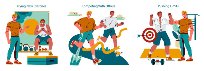 Personal Trainer. Flat Vector Illustration