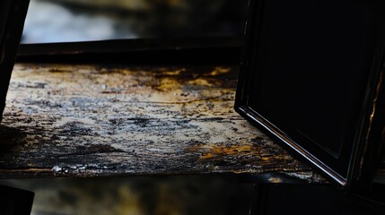 Artistic reflection on a textured surface.