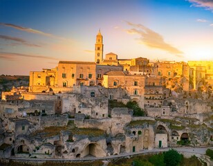 Fototapeta premium ancient town of matera at sunrise basilicata italy
