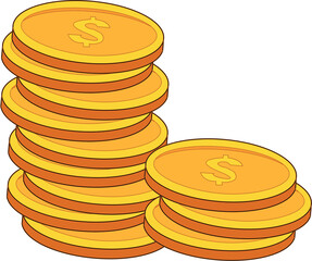vector illustration of a stack of gold coins, suitable for finance, marketing, stocks and business world