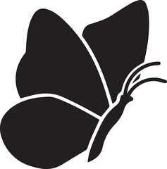  butterfly icon, minimalist design, black and white, simple shape, graphic logo, insect motif, graceful wings, stylized illustration, sleek contours