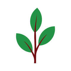 Minimalist Green Plant with Three Leaves - Nature Icon