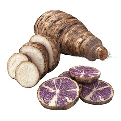 Earthy delights: A study in purple yam textures and forms against dark canvas