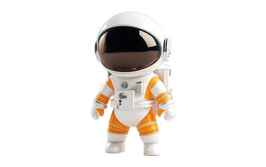 Naklejka premium White and orange astronaut is standing on transparent or white background,png