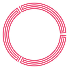 Greek ornament in meander style. Round vector outline frame for logo, stamp, print or engraving. Editable counter line