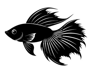 Betta Fish Vector Illustration | Elegant Betta Fish Silhouette SVG for Crafts
