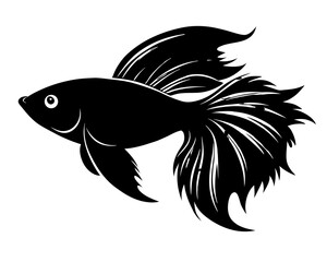 Betta Fish Vector Illustration | Elegant Betta Fish Silhouette SVG for Crafts