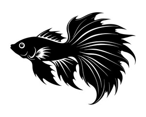 Betta Fish Vector Illustration | Elegant Betta Fish Silhouette SVG for Crafts