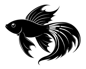 Betta Fish Vector Illustration | Elegant Betta Fish Silhouette SVG for Crafts