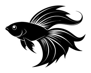 Betta Fish Vector Illustration | Elegant Betta Fish Silhouette SVG for Crafts