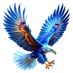 Obraz premium Majestic Blue Eagle in Flight Stunning Bird of Prey Image Digital Art Wildlife Photography Fantasy Artwork isolated on transparent background