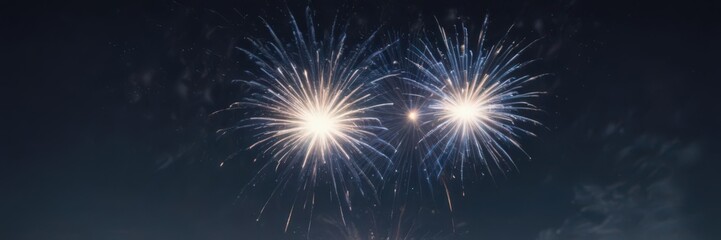 Fototapeta premium Isolated blue firework burst against night sky, stars visible, fireworks display, abstract
