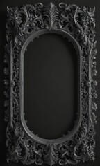 Elegant scrollwork & acanthus leaves frame  Black & white, intricate details ,  classic,  monochrome