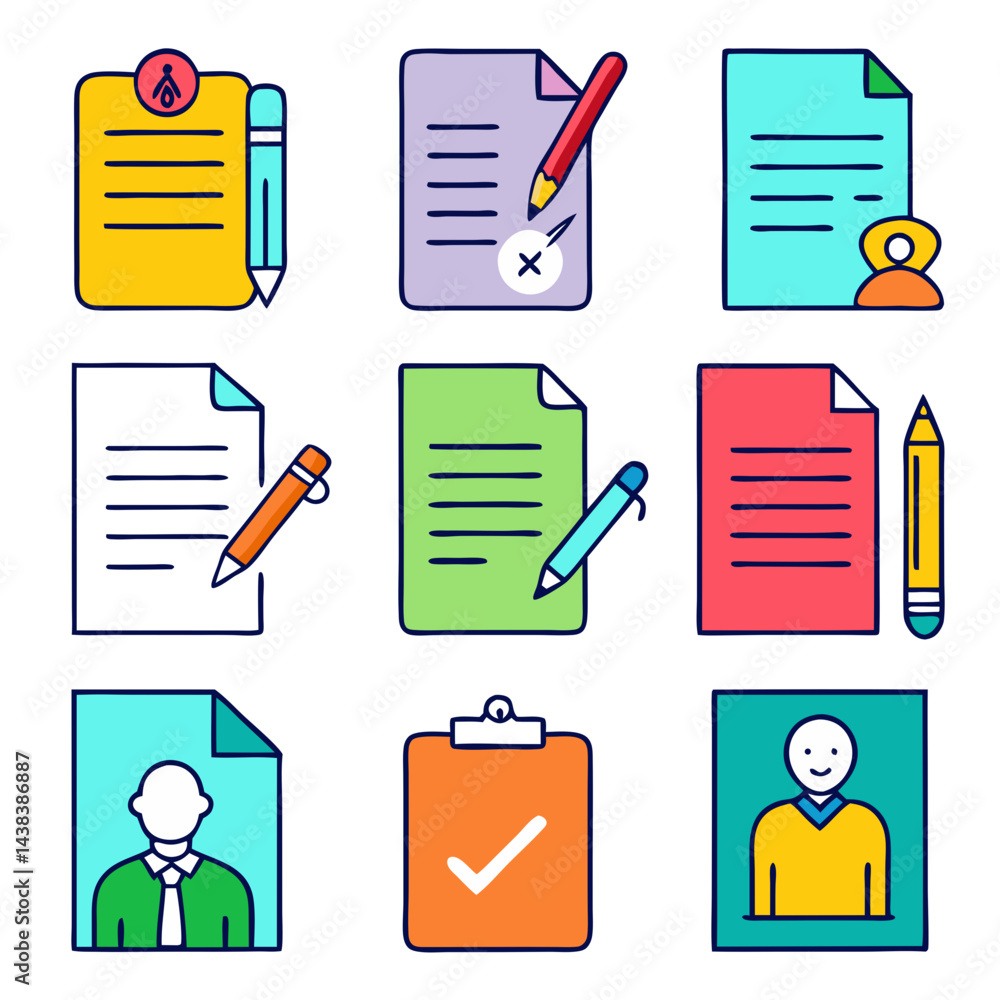 Poster colorful document icons perfect for branding and web design