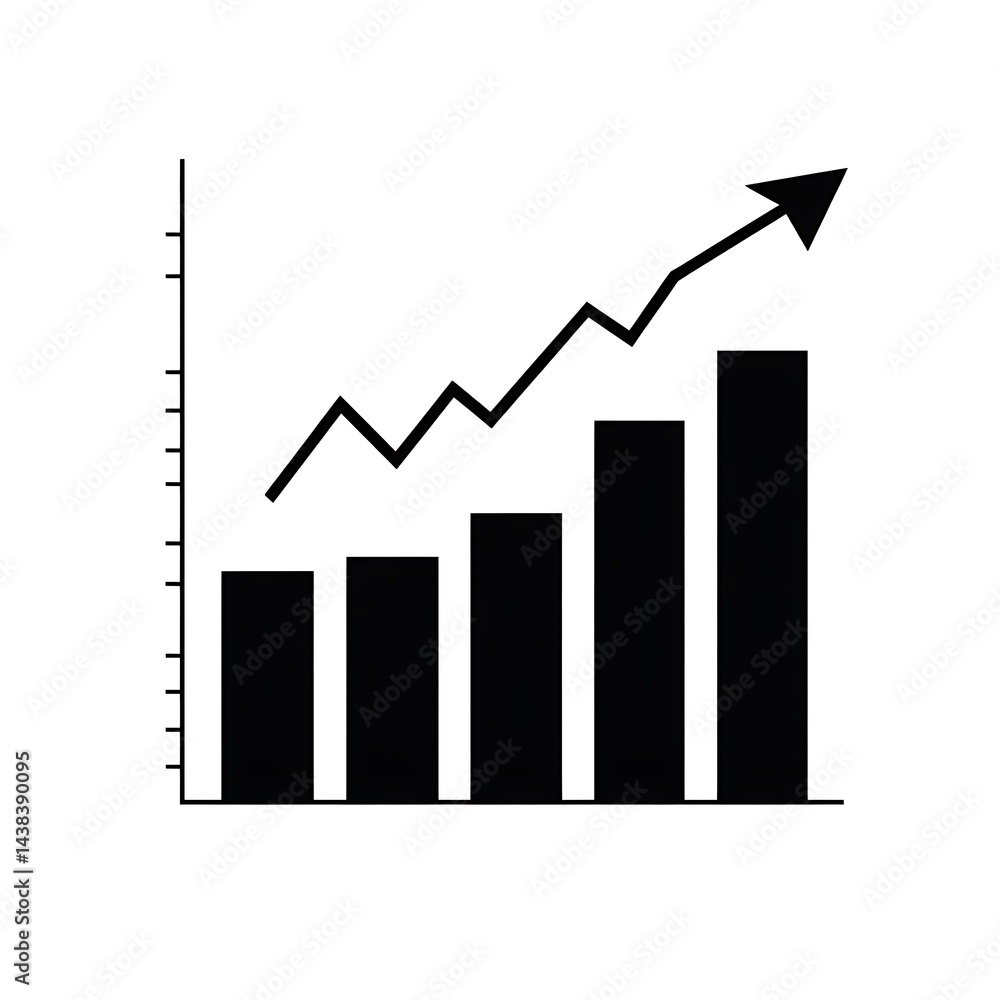 Poster ascending bar graph: charting positive development and progress, representing growth and upward tren