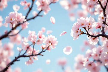 Cherry Blossom Branches: Delicate pink or white blossoms on slender, dark brown branches arranged against a clean, light-colored background.	
