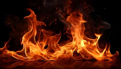 intense flames dancing against a dark background showcasing the power and beauty of fire perfect for illustrating heat and energy