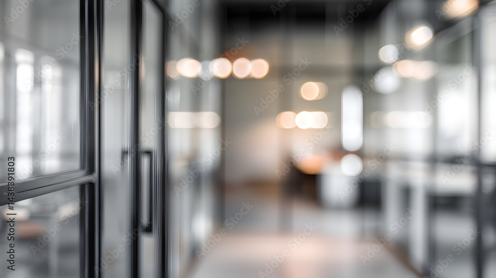 Poster Dynamic office environment with blurred background modern workspace professional setting perspective
