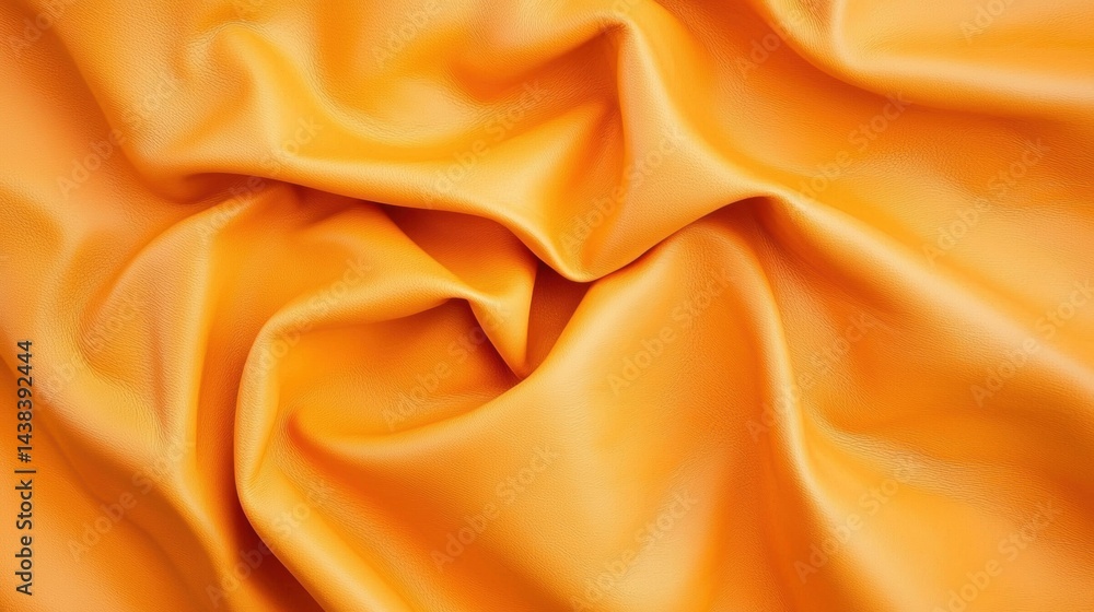Poster a close-up image of a vibrant orange fabric with a smooth texture and a slightly crinkled appearance