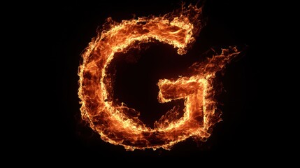 Fiery letter G on black background; abstract design