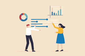 Control panel or slider for marketing campaign optimization, SEO or online service customization, application development concept, business people control slider bar interface to optimize system.