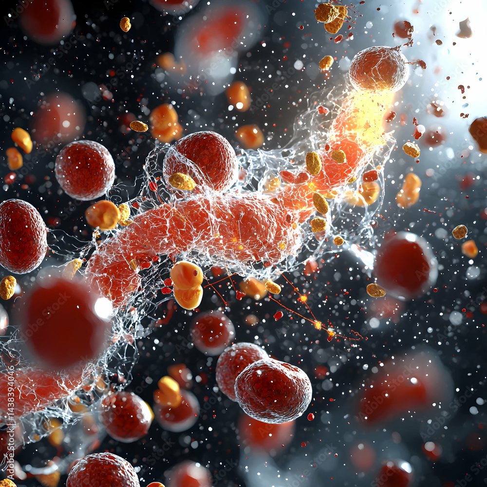 Poster microscopic view of cells and structures. possible use in medical education science visualization or