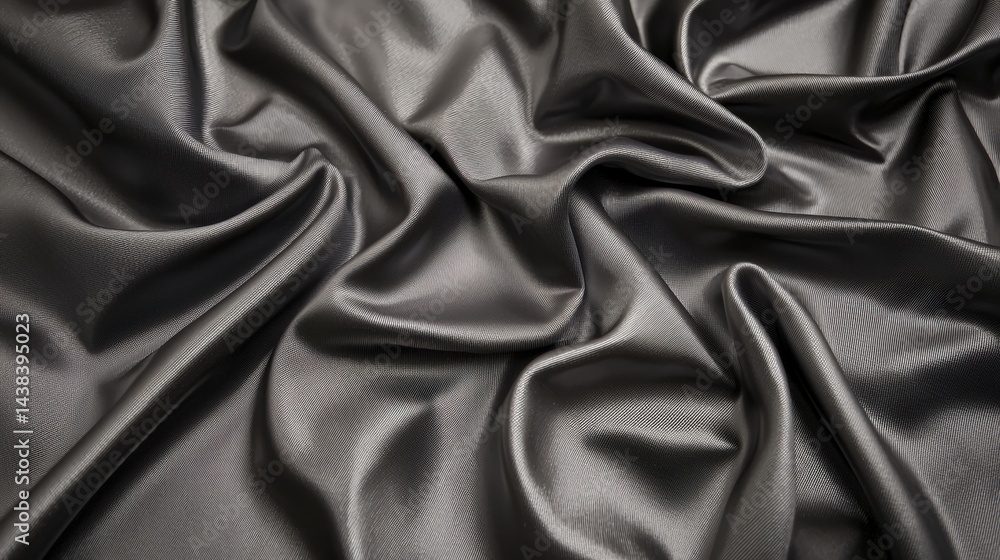 Poster a close-up view of a shiny, dark gray fabric with a subtle sheen.