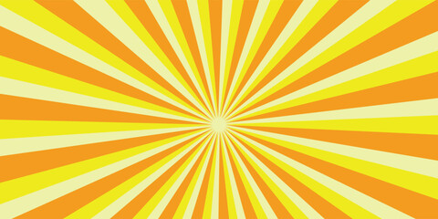 Sun rays Retro vintage style on yellow background, Sunburst Pattern Background.