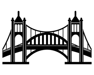 Bridge Vector Illustration & Silhouette SVG | Architectural Bridge Clipart for Crafts