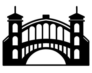 Bridge Vector Illustration & Silhouette SVG | Architectural Bridge Clipart for Crafts