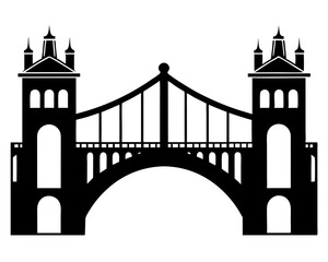 Bridge Vector Illustration & Silhouette SVG | Architectural Bridge Clipart for Crafts