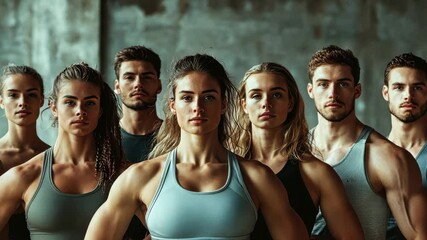 Diverse fitness enthusiasts in intense workout, strength and unity in motion